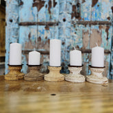 Indian Wooden Hand Carved Candle Holder Stand (Set of 5) 162